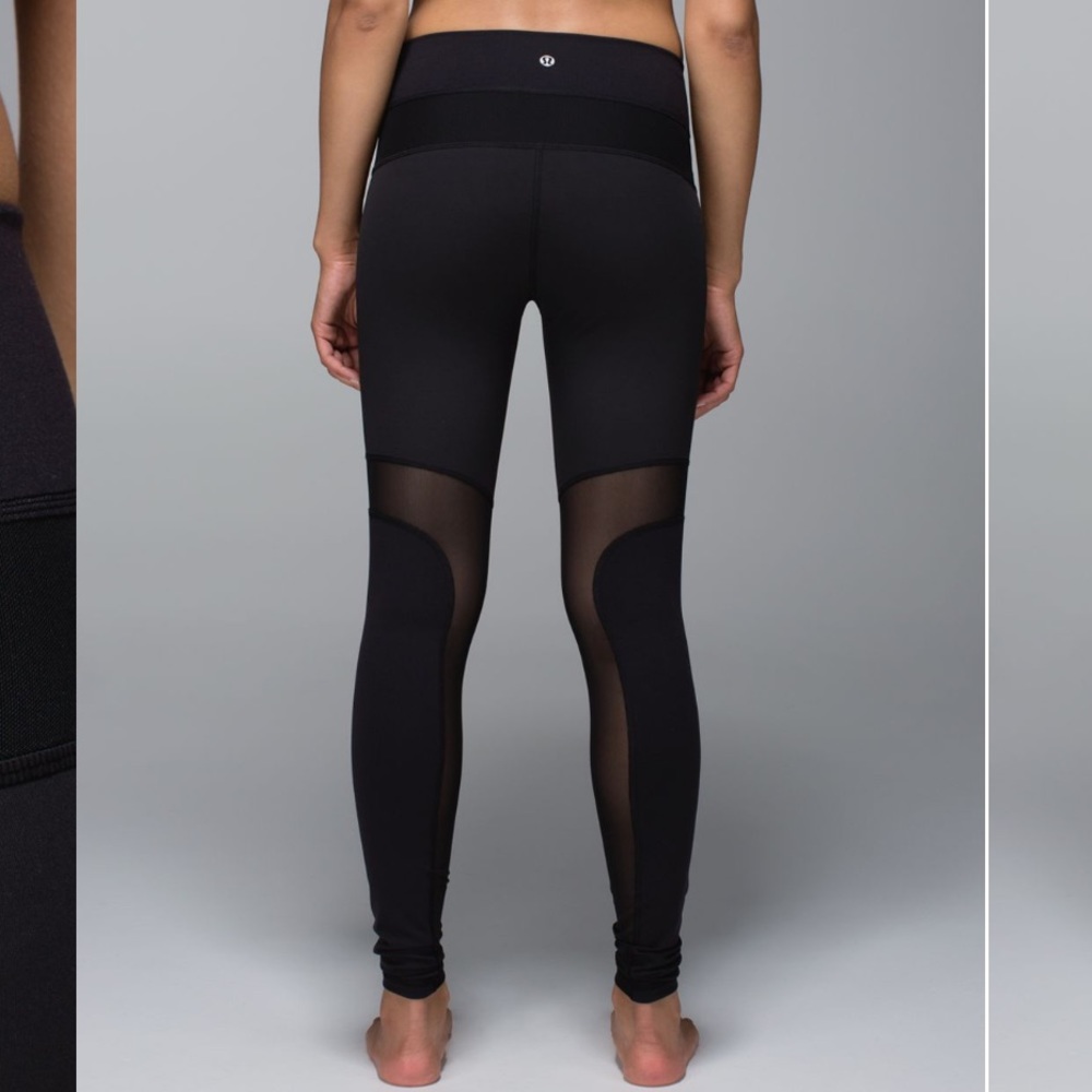 Lululemon Athletica Breathe Easy Full Length Tights / Pant in Black Mesh - Rare!
